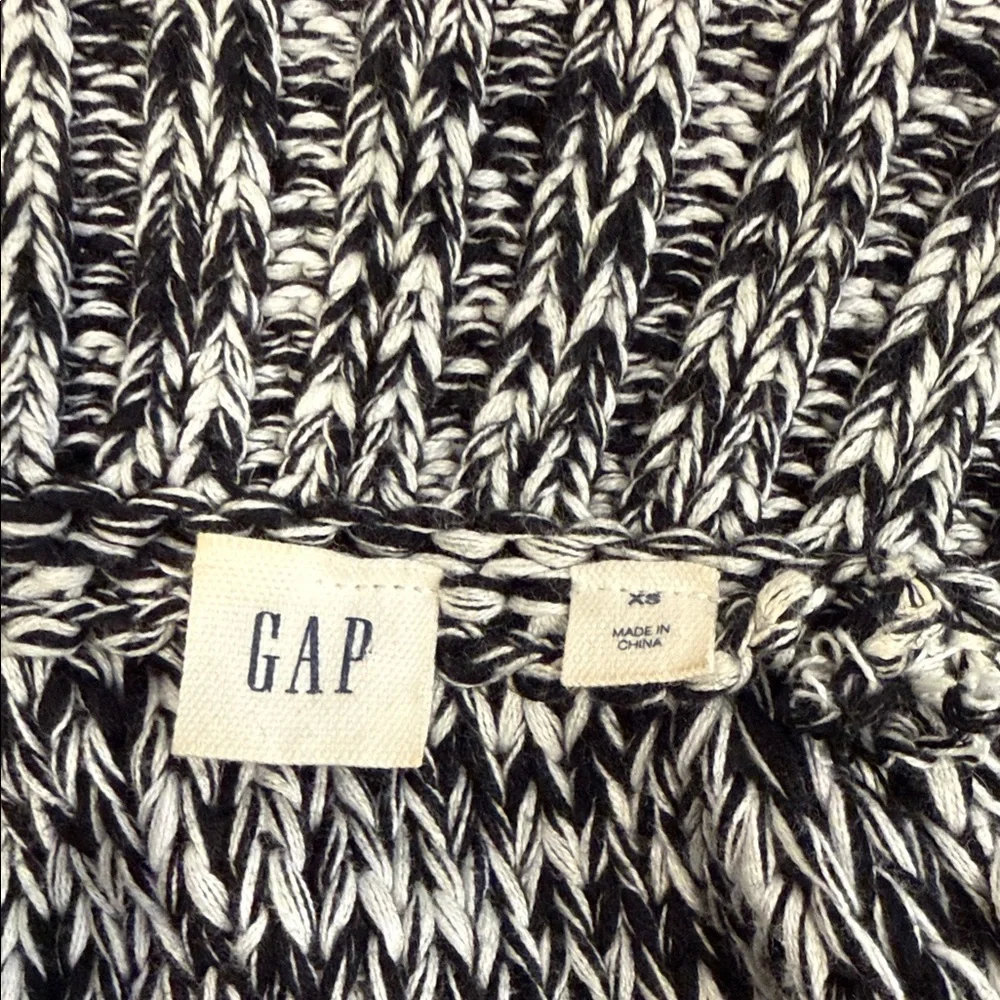 GAP Chunky Shawl Collar Cardigan XS Marled Black Gray Long Cozy Knit Sweater - Picture 11 of 15
